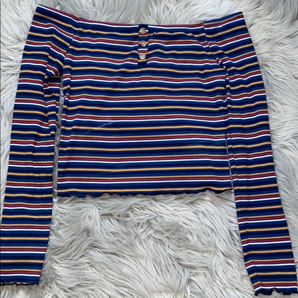 Striped Frill laced crop top